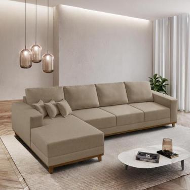Imagem de Sofá Fixo Com Chaise 3M Cronos Linho Com Molas Lado Esquerdo Meu Sofá 