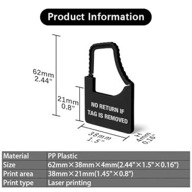 Imagem de 100 peças de etiqueta de segurança de plástico sem devolução se a etiqueta for removida marcador de etiqueta para roupas sapatos bolsa logística