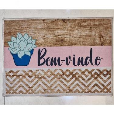 Imagem de Tapetes de Porta Bem Vindo 40x55cm Poliéster Capacho Decorativo para Entrada Casa Varanda(6)