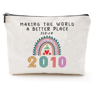 Imagem de IASINN Presentes de feliz aniversário de 18 anos para sua bolsa de maquiagem, organizador de cosméticos para mulheres, filha, namorada, irmã, bolsa de beleza de 2008, presente de aniversário de 18