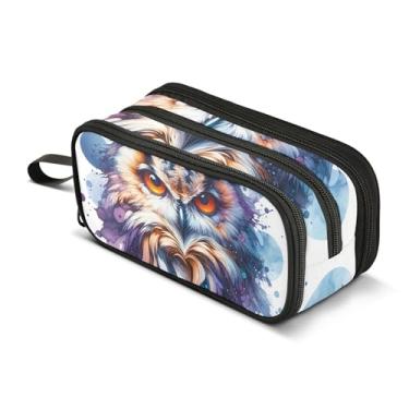 Imagem de Estojo de lápis com zíper para pintura de coruja em aquarela bolsa de armazenamento de lápis para sala de aula, bolsa para canetas, itens essenciais para faculdade, escola, material de escritório