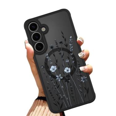 Imagem de OOK Capa para Samsung Galaxy S25 Plus de 6,7 polegadas (compatível com carregamento sem fio) lindas flores florais translúcidas, capa de telefone TPU macio + capa magnética rígida de policarbonato