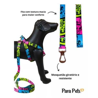 Imagem de Peitoral Com Guia Para Cachorros Estampa Super Poderosas - PARA PETS