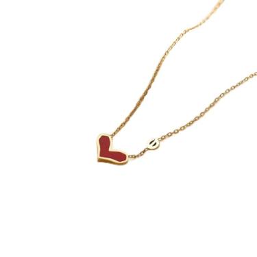 Imagem de RIICFDD Colar de Dia dos Namorados com design de coração vermelho, colar de zircônia, colares delicados da moda para mulheres, pingente, joias, presentes para mães, esposa, namorada, presentes de Dia