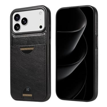Imagem de HTVJFXCapa carteira vertical magnética para iPhone 14 em couro, resistente a impactos e com bolso (para iPhone 14/preta)