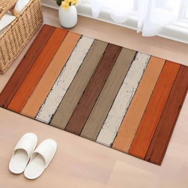 Imagem de Tapetes de banheiro de 5 x 9 m, marrom laranja queimado, antiderrapante, para cozinha, quarto, entrada, fazenda, vintage, lavável, tapete de corredor, tapete para quarto, decoração de casa