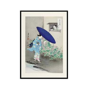 Imagem de Galeria japonesa impressões de arte de parede vintage onda Ukiyo-e pôster Katsushika Hokusai Kanagawa pintura em tela sala de estar decoração de casa (SKU5,12 x 45,7 cm = (30 x 45 cm), moldura preta