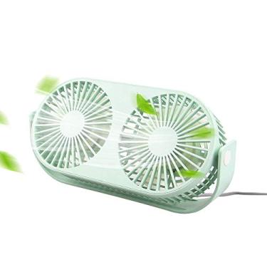 Imagem de PinPle Ventilador de mesa com duas cabeças Ventilador de mesa para casa Mini ventilador USB com aromaterapia (verde)