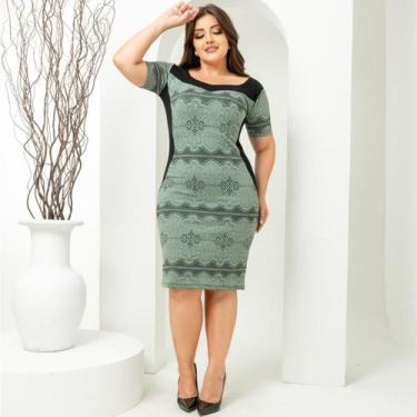 Imagem de Vestido Feminino Pluz Size Midi Tubinho Social Para Trabalho Festas Ig