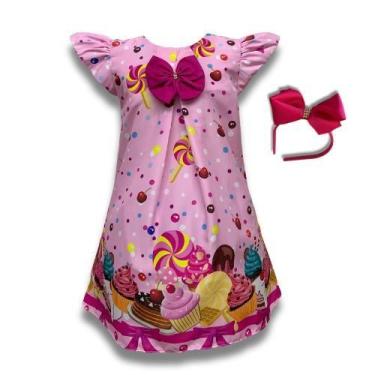 Imagem de Vestidos Infantil Trapézio Doces e Sobremesas - Bento E Maria Moda Inf