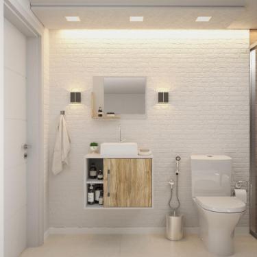 Imagem de Conjunto Balcão C-cuba Q32 E Espelheira Soft 600 Branco Chess Branco Chess C-carvalho