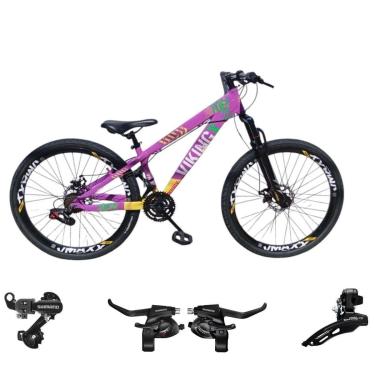 Imagem de Bicicleta 26 VikingX T25 21v Cambios  e Trocador Shimano Pneu Aro 26 Balão Preto-Unissex