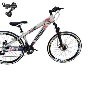 Imagem de Bicicleta 26 VikingX T25 21v Freeride Cambio Traseiro Shimano Freio Disco Pneu faixa Branca1.50-Unissex
