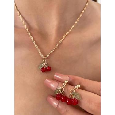 Imagem de Conjunto de colar e brinco conjunto de joias para formatura ou casamento, colares elegantes e elegantes para mulheres, presentes de Natal, presentes de amizade para mulheres, Medium, Latão, Sem Pedra