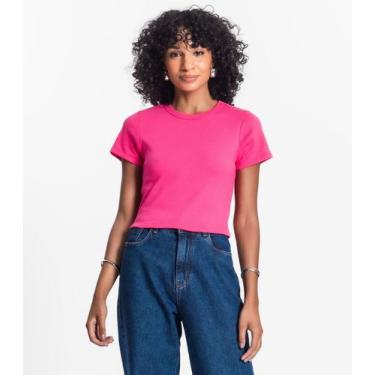 Imagem de Blusa Cropped Ribana Básica Rovitex Rosa, G, Rosa