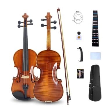 Imagem de Vetimobato Conjunto de violino 4/4, kit de violino de tamanho completo, madeira maciça feita à mão para adultos iniciantes com estojo rígido, descanso de ombro, resina, arco e cordas extras