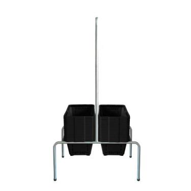 Imagem de KIT - Suporte para cestos de compras Duplo + 20 cestos D100 Preto supe
