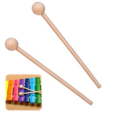 Imagem de 2 peças de varas de percussão de madeira, marretas de xilofone de 20 cm Glockenspiel, martelo de madeira longo, bastão de xilofone Glockenspiel para xilofone Glockenspiels, sinos, sinos, bloco de