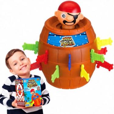 Imagem de Jogo Pula Pirata Grande Barrel Pirate | Pirata do Barril com Espadas | Brinquedo Educativo de Habilidade e Concentração, Lúdico | Diversão para Crianças e Família | 2 a 4 Jogadores | +6 Anos