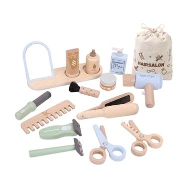 Imagem de YIJU Conjunto de salão de cabeleireiro infantil com secador de cabelo, brinquedo interativo para brincar de faz de conta, conjunto de barbeiro com espelho,