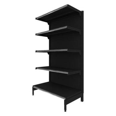 Imagem de Gôndola Prateleira Preta 5 Níveis 40x30 New Plus 1,70 Ponta pe Cinza -