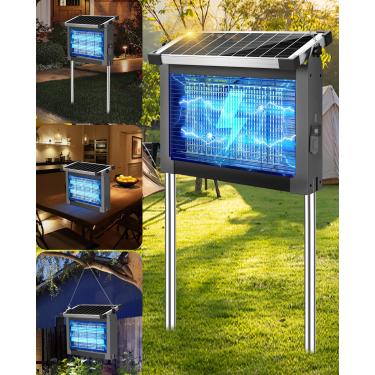 Imagem de Destruidor solar de insetos ao ar livre, PhatroyYee Mosquito Zapper 4500 V, à prova d'água, portátil, matador de mosquitos, elétrico recarregável, armadilha de mosquito sem fio para acampamento,