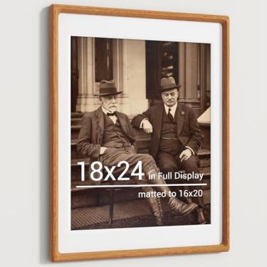 Imagem de Heimlove Porta-retratos 45,7 x 61,8 cm de teca natural, de madeira, feito à mão, moldura de pôster com tapete para exibição de fotos de formatura de 40,6 x 50,8 cm, imagem de família, foto de