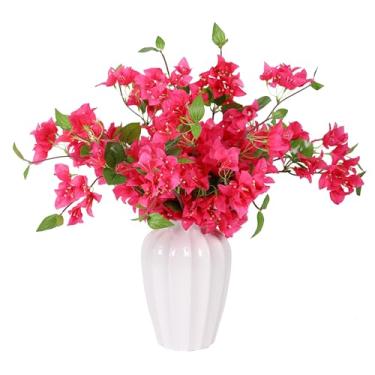 Imagem de HCTCPALS 10 peças de flores artificiais buganvílias de 76 cm, ramos de buganvílias falsas de seda, videiras para casa, jardim, casamento, festa, interior e exterior, arranjos florais e decoração DIY