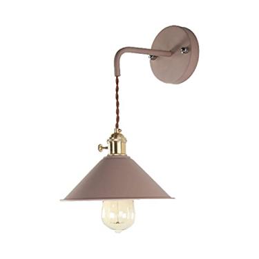 Imagem de Arandela de parede moderna com interruptor liga/desliga, modelo Macaron, soquete E27 Edison em cobre com corpo em pintura fosca, ideal para cabeceira, banheiro e penteadeira.