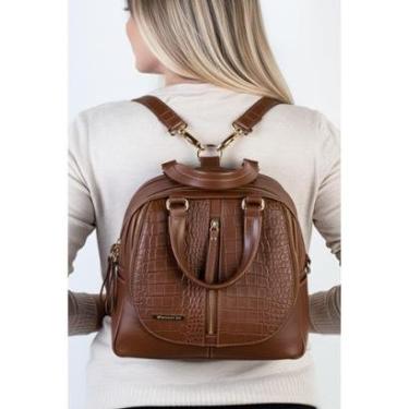 Imagem de Bolsa mochila de couro croco 3 em 1 Marina-Feminino