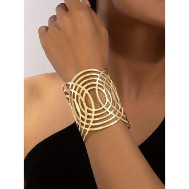 Imagem de Bracelete Vintage Geométrico Aberto Feminino Bijuteria Moderna - Deusa