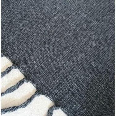 Imagem de Manta Para Sofá Gigante 100% Algodão Artesanal | Cobertura Decorativa para Sofá ou Cama, Franja Feita à Mão, Charme e Conforto(Chumbo)