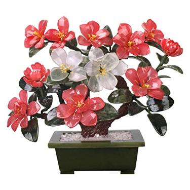 Imagem de SLGGPJBU Plantas falsas/plantas falsas, plantas artificiais, bonsai, plantas em vaso falso, exibição de mesa, simulação de flores de peônia, ornamentos de artesanato em vasos, decoração de jardim zen