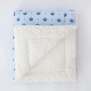 Imagem de Manta De Sherpa Para Bebê Lã Carneiro Coroa Azul