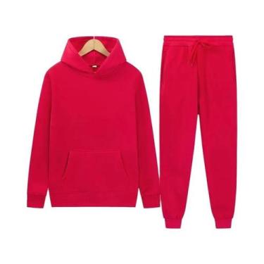 Imagem de Conjunto De Moletom Masculino Grosso Com Capuz Para Outono, Inverno E 