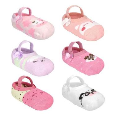 Imagem de Kit 3 Pares Meia Sapatilha Menina Bebe Pimpolho Tamanho:21 a 25 (1 a 3