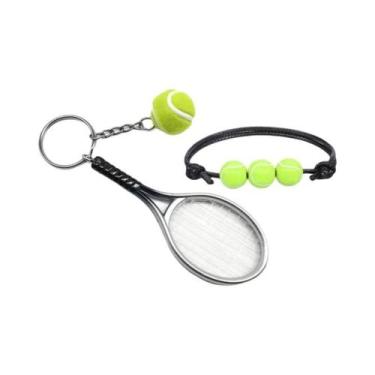 Imagem de Chaveiro De Raquete De Tênis Mini Com Bola, Tema Esportivo, Pulseiras 