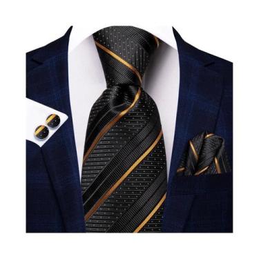 Imagem de Conjunto De Gravata, Abotoaduras E Lenço De Bolso Masculino Para Casam