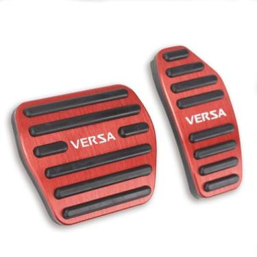 Imagem de LEXLEY 2 peças de pastilhas de pedal de freio a gás de alumínio antiderrapantes, capas de pedal de acelerador automático sem perfuração apenas para Nissan 2020-2025 Versa-RED