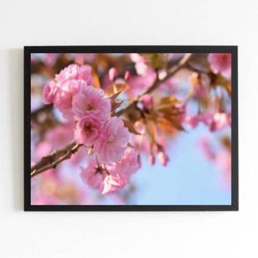 Imagem de Quadro Fotografia Flores Rosas 45X34 Com Vidro Moldura Preta