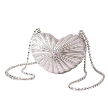 Imagem de Porta-moedas de metal em forma de coração, mini clutch noturna para mulheres, bolsa transversal criativa de liga dura, bolsa de mão de festa para presente