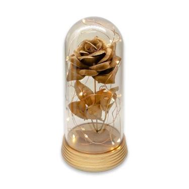 Imagem de Luminária Rosa Encantada Dourada Luxo Presente Para Namorada