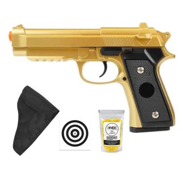 Imagem de Pistola De Airsoft Vg Pt92 V22 Gold Mola 6mm - Rossi + Kit 2