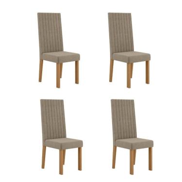 Imagem de Kit 4 Cadeiras Laura Com Encosto – Tecido Veludo Suede Bordado Estrutura 100% MDF – Sonetto