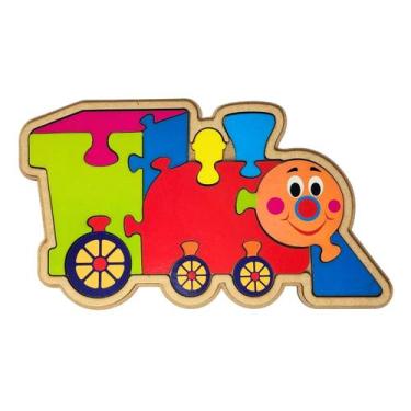 Imagem de Quebra cabeça Infantil Trem 11 peças Brinquedos Educativos Madeira Man