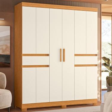 Imagem de Guarda-roupa 10 Portas e 02 Gavetas Olímpia Cinamomo / Off White