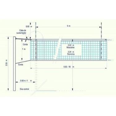 Imagem de Rede Oficial de volei(Nylon) c/2 Faixas em Algodão-Unissex