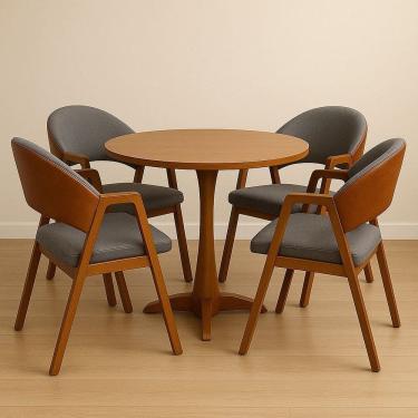 Imagem de Kit 4 Cadeiras Luiza Sala de Jantar com Braco Madeira Macica Movellu Home