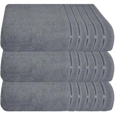 Imagem de Kit 3 Toalhas Banhão 100% Algodão 90x150 Cm Teka Comfort, Cinza