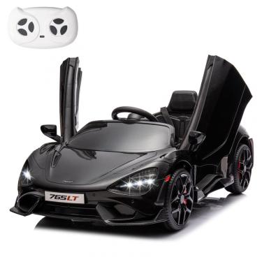 Imagem de Carro Elétrico Infantil McLaren765LT MUKIDY Preto 12V, Controle Remoto, Música, Luzes LED, 3 Velocidades, Cinto Segurança, Modelo Licenciado